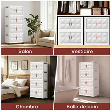 Charger l'image dans la galerie, WeValley Boîte Rangement Plastique,Blanc avec roues