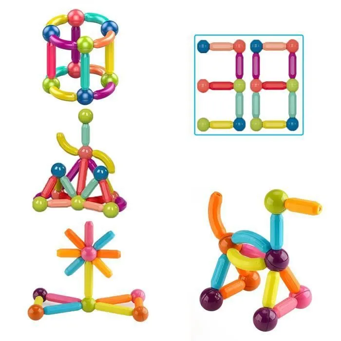 KotiCidsin Jeu de Construction Magnétique, 38PCS, Bâtons Magnétiques de Construction, Jeux Educatifs, Jouet