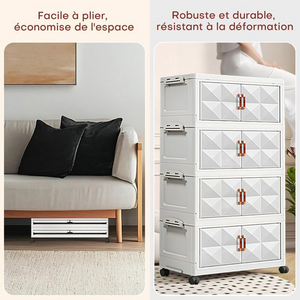 WeValley Boîte Rangement Plastique,Blanc avec roues