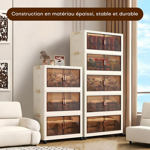 WeValley Armoire de rangement pliante en plastique,Avec roulettes