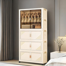 Charger l&#39;image dans la galerie, WeValley Armoire à vêtements sur roulettes,Blanc
