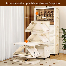 Charger l&#39;image dans la galerie, WeValley Armoire à vêtements sur roulettes,Blanc

